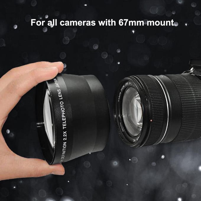 67mm 2.2X Universele Teleconverter Lens DSLR Camera's Accessoire black