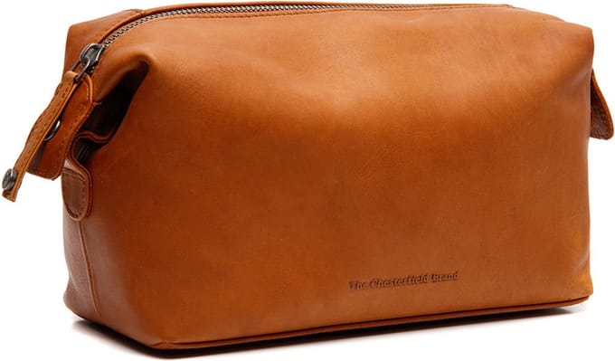 Chesterfield Westport Waxed Pull Up Toilettas - Cognac