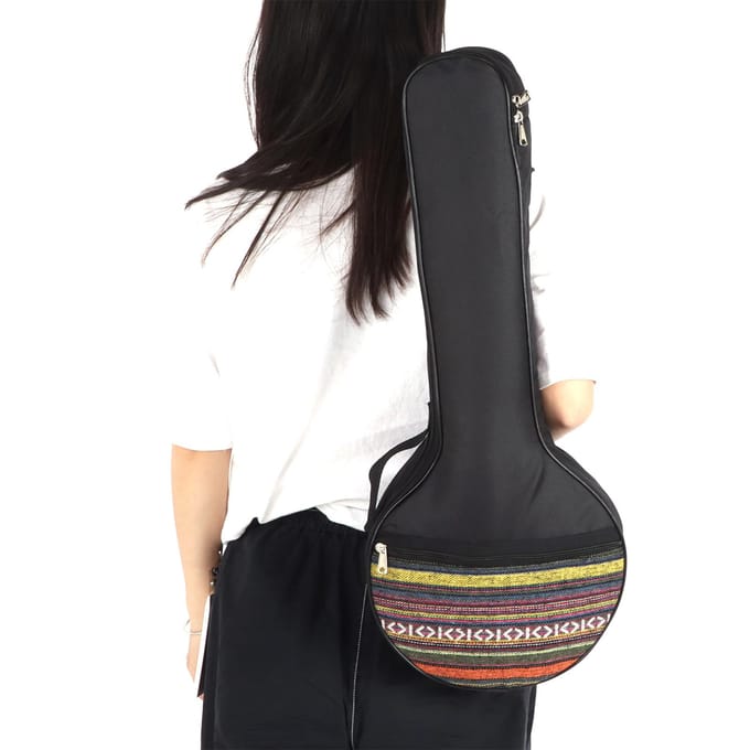 4-snarige Banjo Tas Gig Etnische Stijl Katoen met Verstelbare Riemen Instrument Accessoire black