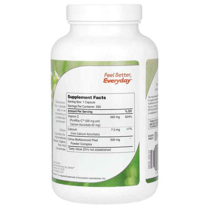 Zahler, PureWay-C, 500 mg, 250 capsules
