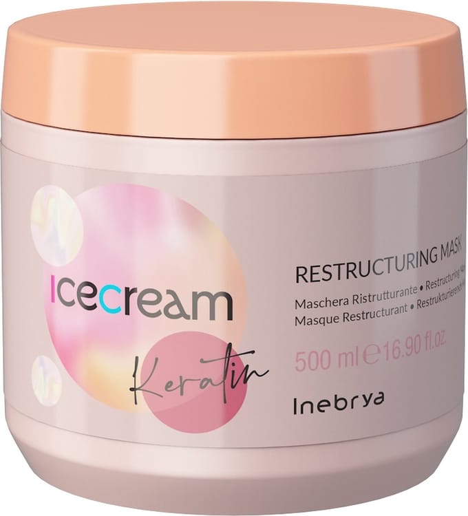 Inebrya, Ice Cream Keratin, Haarbehandeling Crème Masker, Herstellend, 500 ml