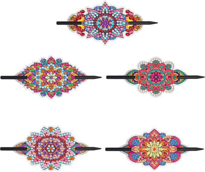 Haarspelden - 206 - Mandala - set van 5 - diamond painting - compleet pakket - Diamond painting by Wietske