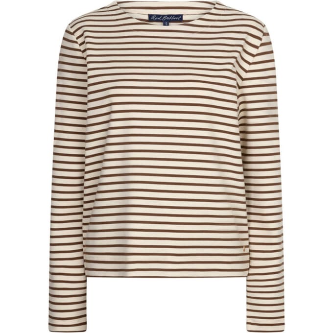 Red Button beige dames t-shirt   Ronde hals   Regular fit   Geen zakken   Streep patroon   Lange mouw Beige L