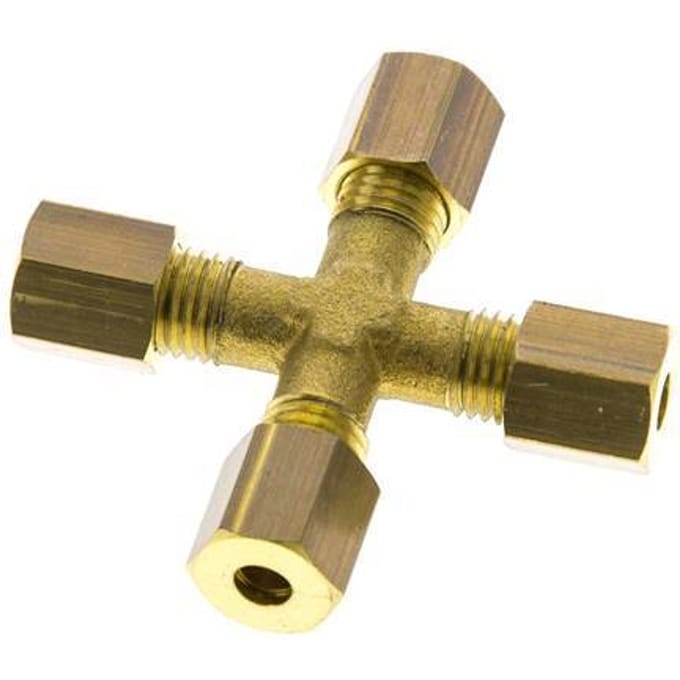 4mm Messing Kruissok Knelfitting DIN EN 1254-2