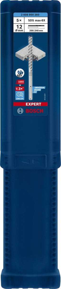 Bosch Accessories EXPERT SDS max-8X 2608900260 Wolfraamcarbide Hamerboor 5-delig 12 mm Gezamenlijke lengte 340 mm SDS-Max 5 stuk(s)