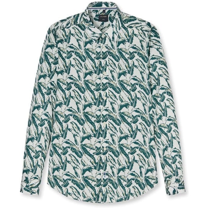 OLYMP Casual Overhemd, Regular Fit, Kent, Olijfgroen