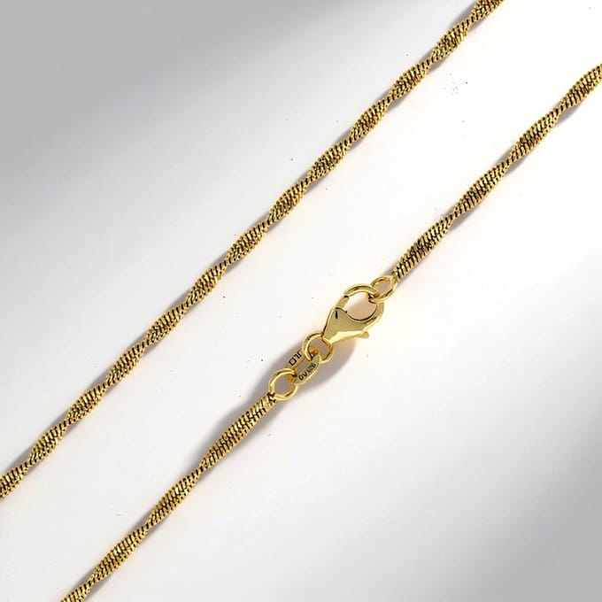 Vergulde visgraatketting, 925 zilver