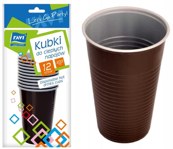 Ravi - Wegwerpkopjes - 200 ml - Bruin - Set van 12