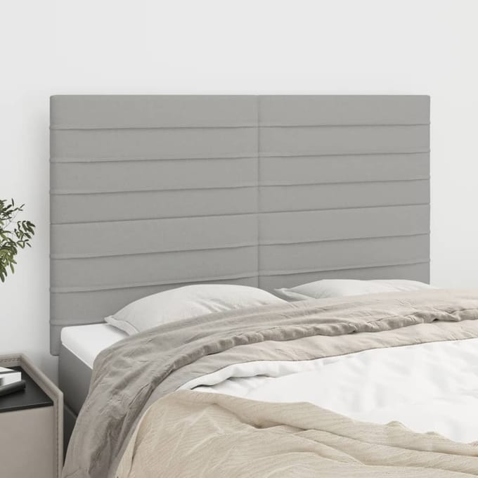 vidaXL - Hoofdbord - lichtgrijs - 144x5x118/128 - cm - stof