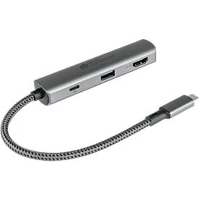 USB-C hub Good Connections, 3-poorts met 1 x HDMI, 1 x USB-C, 1 x USB 3.0 A, antraciet