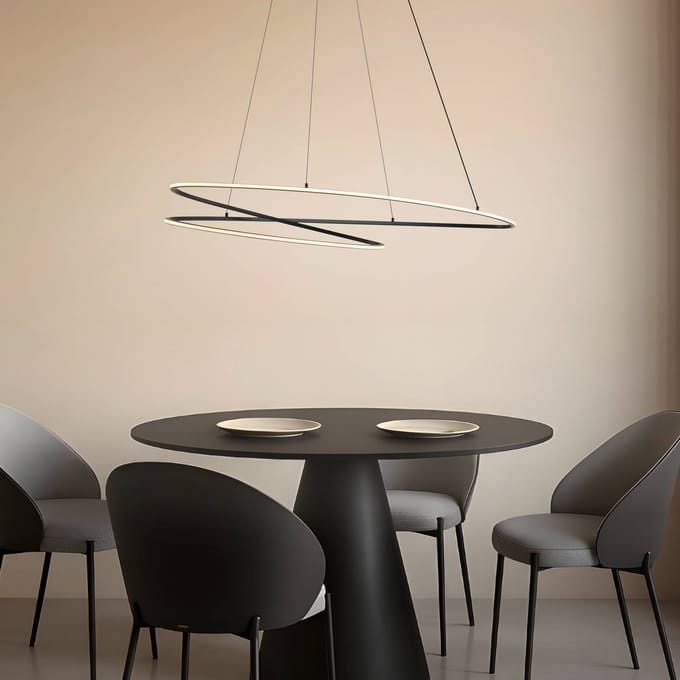 Lucande LED hanglamp Gavril, 100 cm, zwart, dimbaar