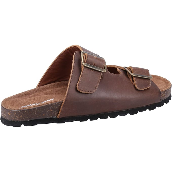 Hush Puppies Nash Slider Leren Heren Bruine Sandalen