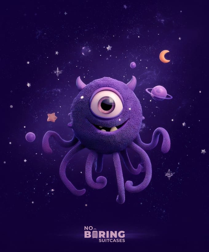 Kinderkoffer blauw - Kosmisch tentakelmonster
