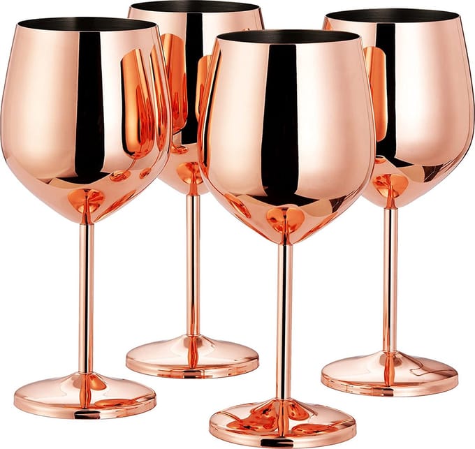 Wijnglazen – RVS - Rosé kleur - 50 cl - 4 stuks