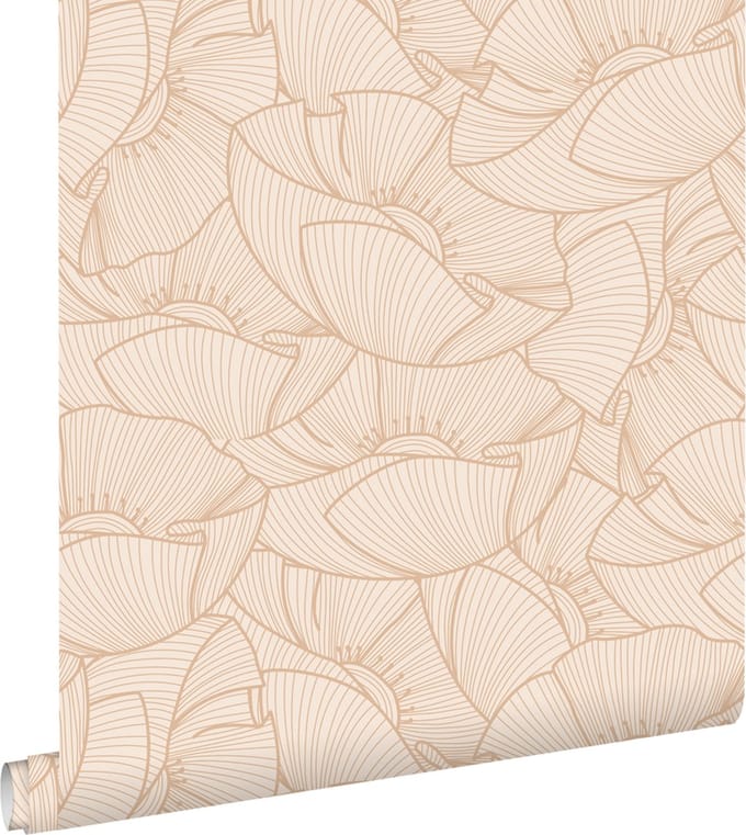 ESTAhome behang klaprozen beige - 53 cm x 10.05 m - 139705