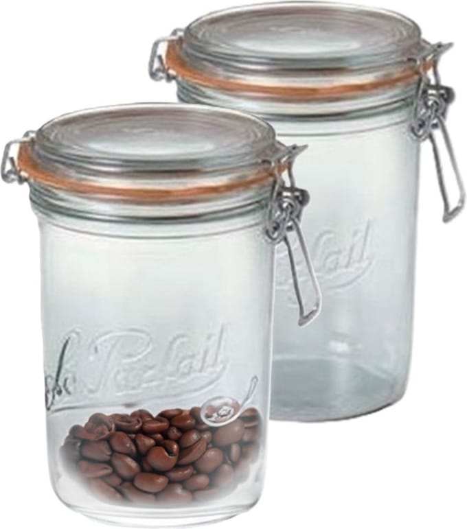 Le Parfait Voorraad/weckpot - 2x - glas - transparant - 17,5 x 10 cm - 1 L