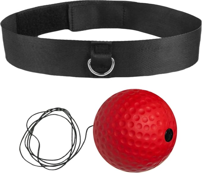 Bokstraining Bal - Reflex Bal - Coördinatie Verbeteren - Verstelbare Band - Lichtgewicht - Rood