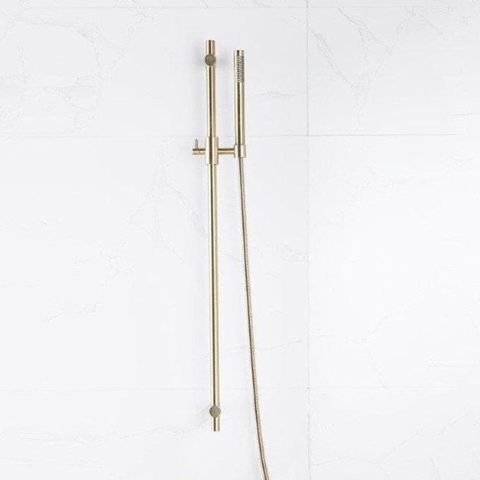 FugaFlow Eccelente Acces glijstangset met staafhanddouche, metalen doucheslang Geborsteld Messing PVD (Goud)
