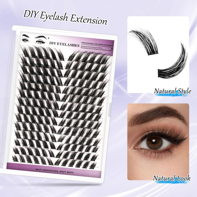 168 Touffes de Touffes Volantes Obliques Simples de Segment de Greffage Automatique Naturel Doux Ensemble de Cils DIY gray