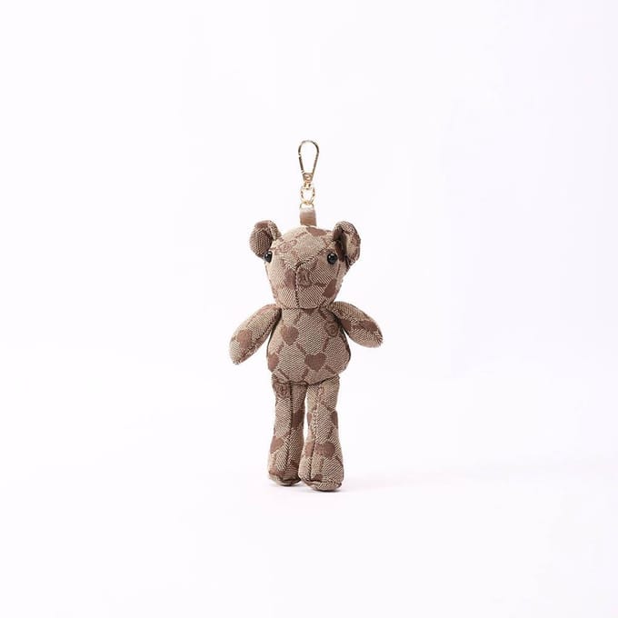 Chic Teddybeer bagcharm - Gobelinstof - Tas hanger - Beige monogram - B-loved