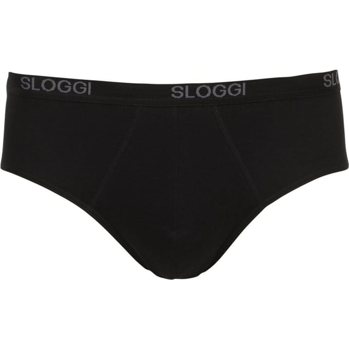 Sloggi - XL - Men Basic Midi Heren Slip Met Brede Taille Band Zwart