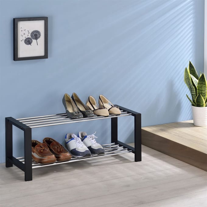 Schoenenrek ARINA met 2 planken, zwart