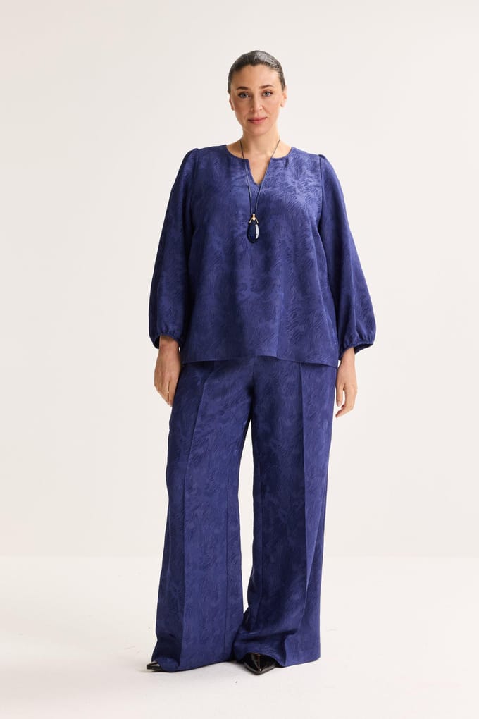 Wijde Broek In Satijnjacquard