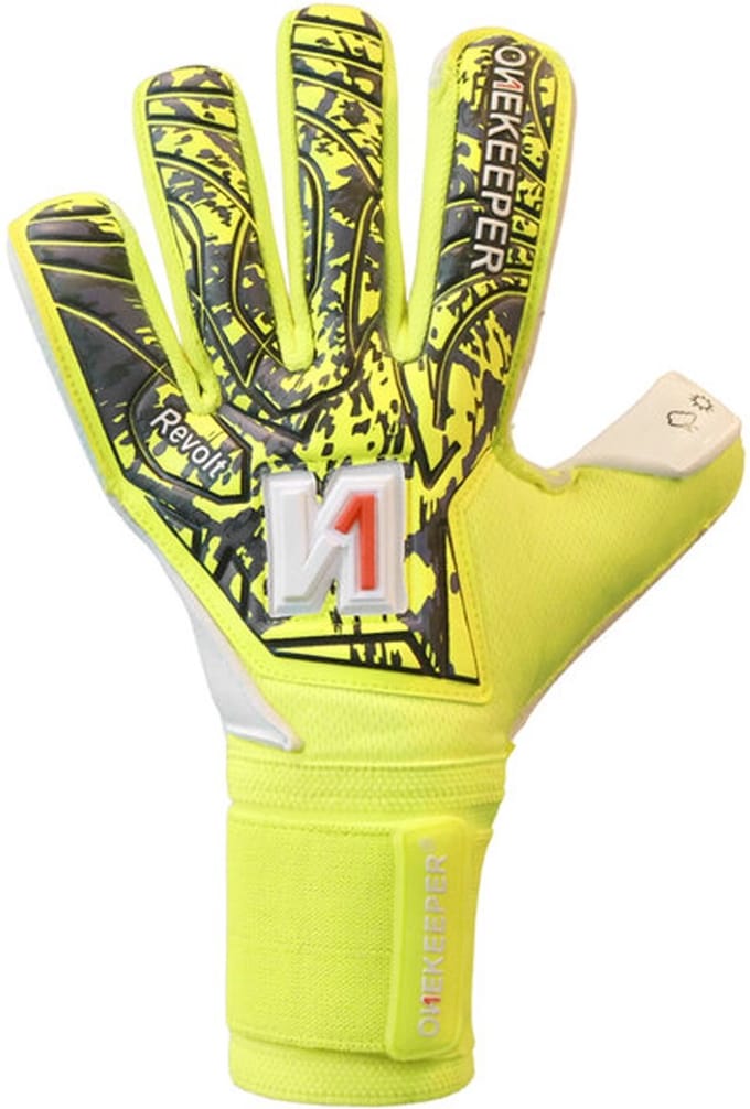 Onekeeper revolt keeperhandschoenen in de kleur geel.