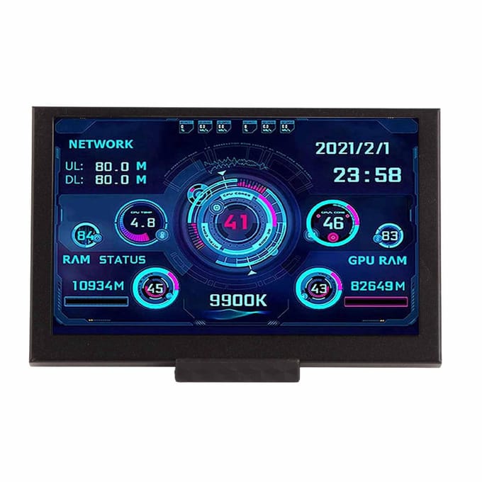 Moniteur de température d'ordinateur, écran IPS de 5 pouces, plusieurs thèmes, connexion USB C, moniteur de données CPU pour PC
