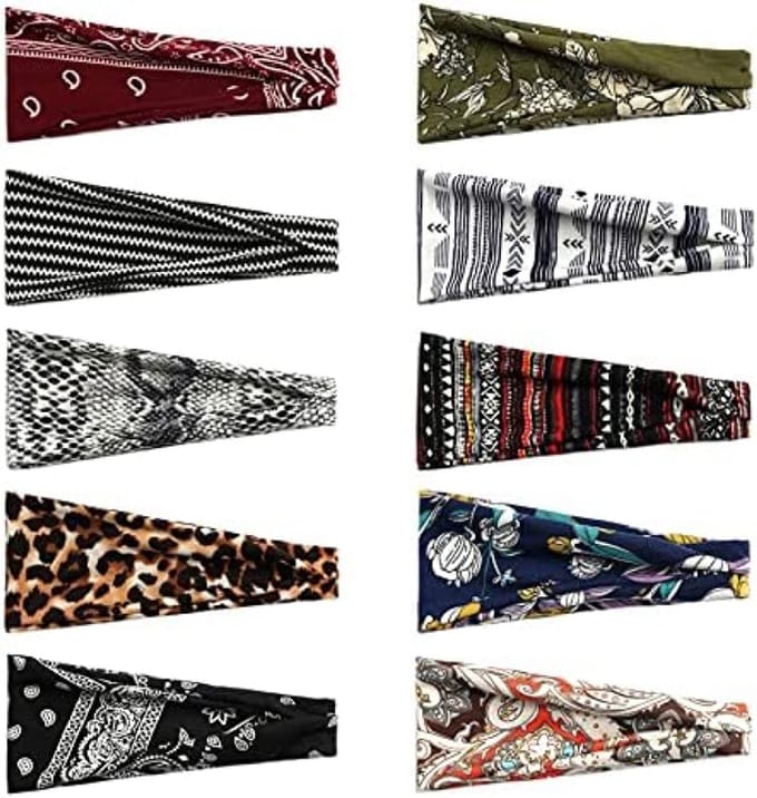 Set van 10 Boho Hoofdbanden met Bloemmotief - Elastisch en Comfortabel