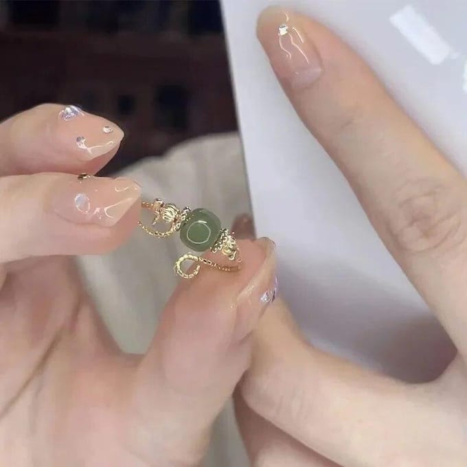 Bagues réglables à la mode pour femmes, bague en Jade, couleur or, bijoux de fête, cadeau 1pc beige