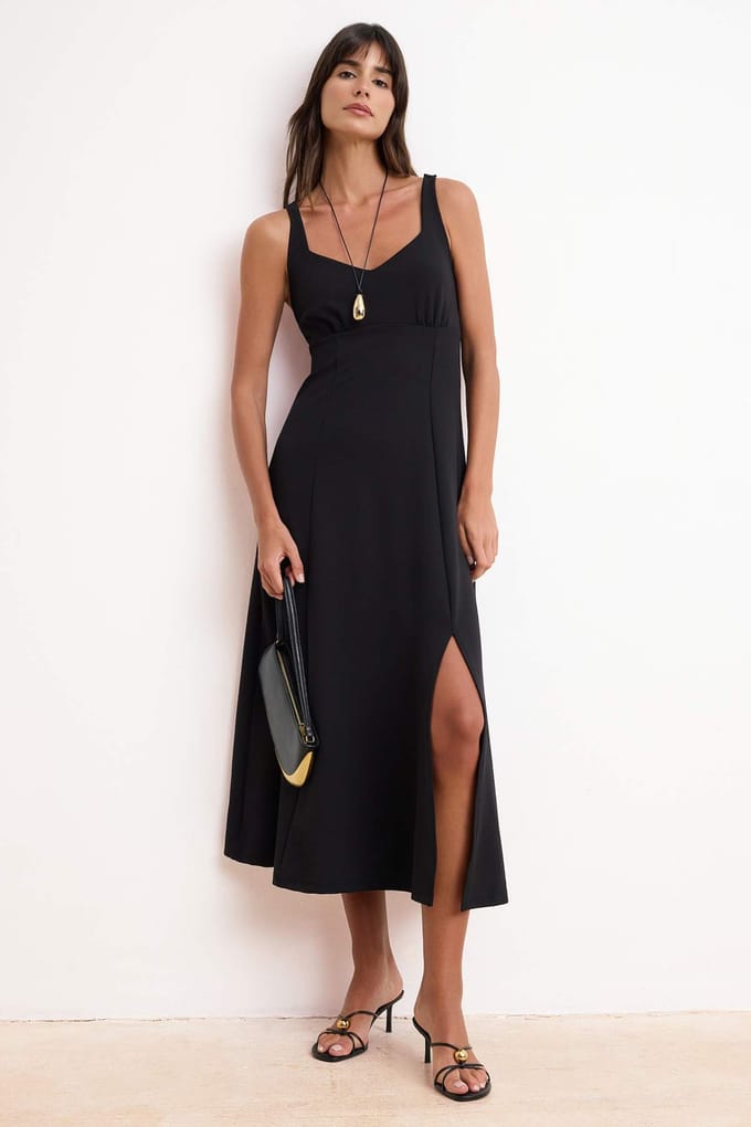 Platte, mouwloze maxi-jurk voor dames in A-lijn model
