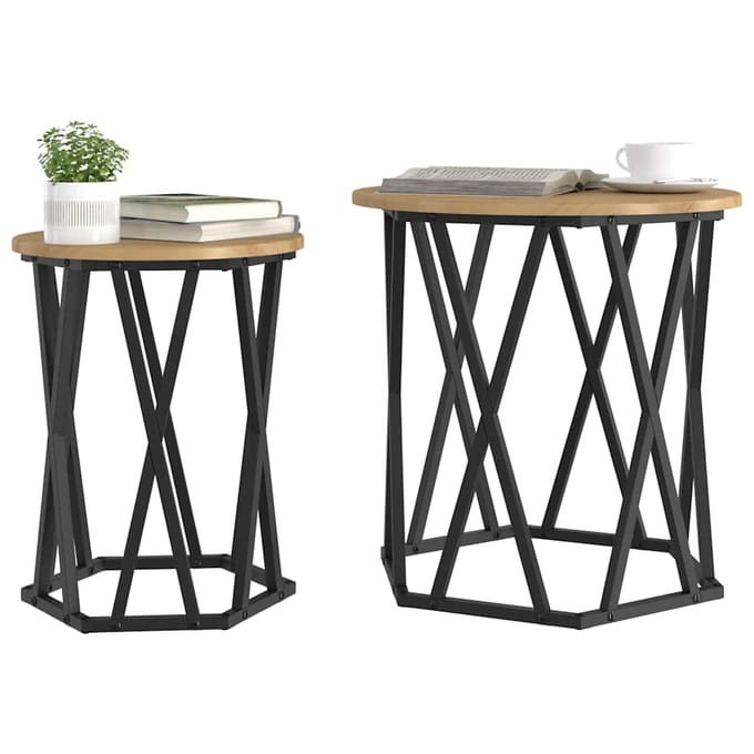 vidaXL - Salontafel - 2 - st - Artisan - Eiken - 50 - x - 50 - x - 50 - cm