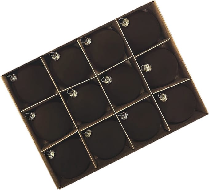 Fjesta© Velvet kerstballen - 6cm - Donkerbruin - 12 stuks