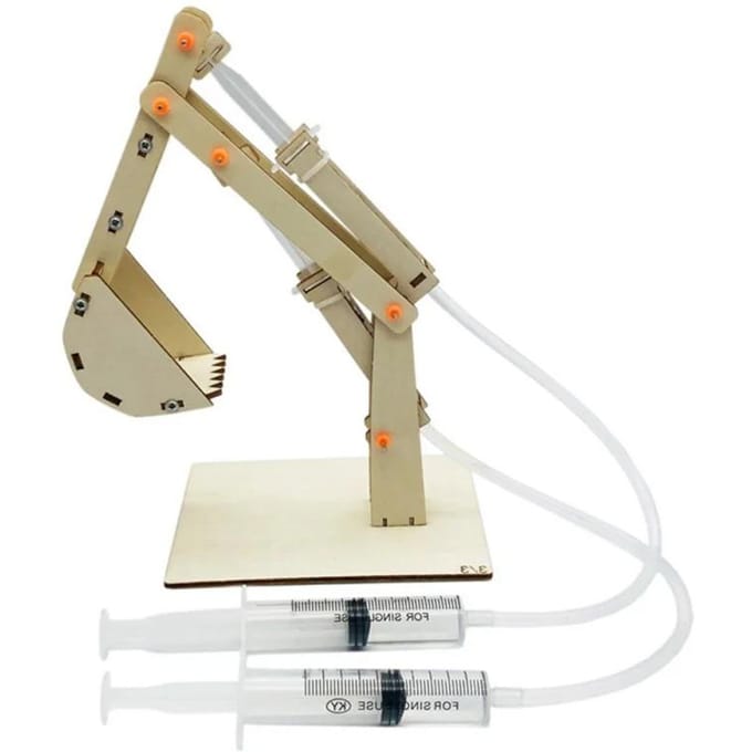 Doe-het-zelf houten hydraulische graafmachine model kinderpuzzel assemblage speelgoed houten wetenschappelijk experiment ouder-kind interactie white