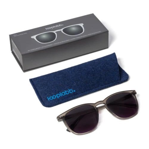 Looplabb zonnebril sterkte +2,00 model the george crystal black