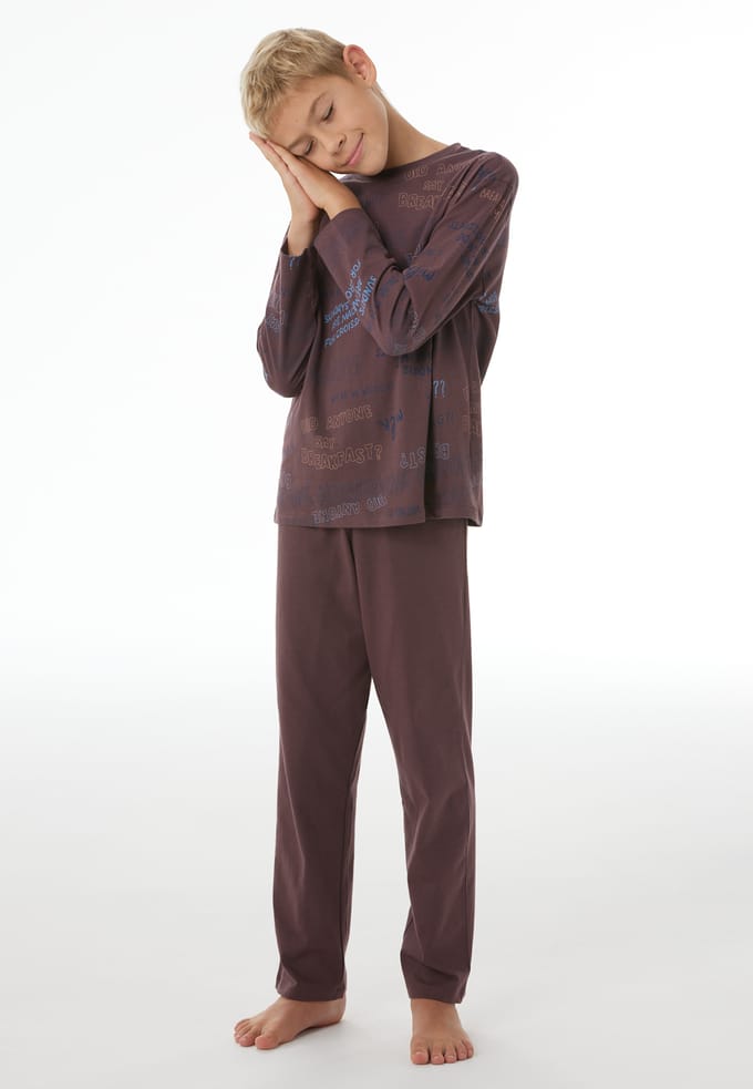 Lange pyjama Ontbijt, cacaobruin - Nightwear 140
