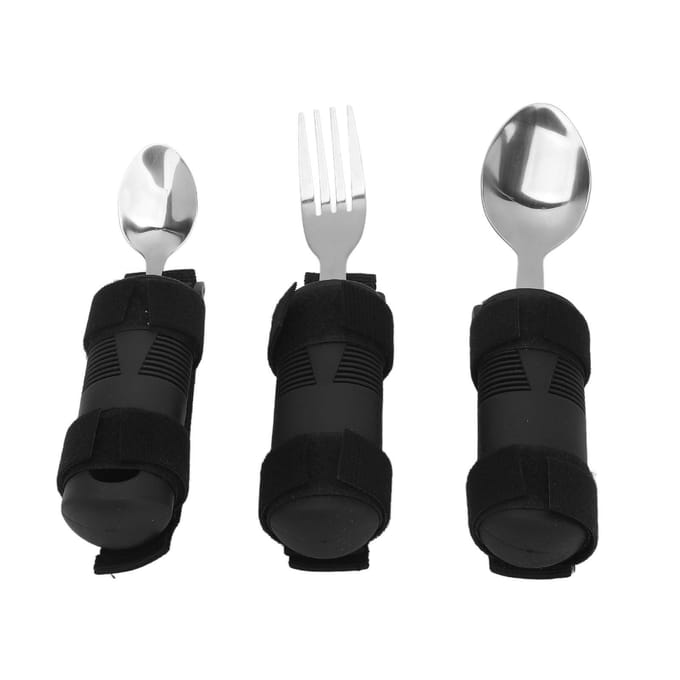 Adaptief Bestek Antislip Handvat Hemiplegie Hulpmiddel Bestek Ouderen Vork Lepel Hulpmiddel Servies Set black