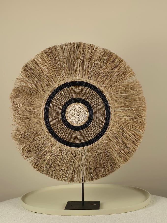 Raffia-en Kralen Decoratie op Standaard - Vera - 40CM