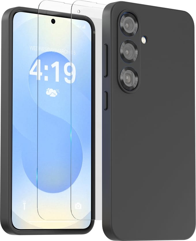 Hoesje geschikt voor Samsung S25 Plus Zwart - 2x screenprotector - beschermglas screen protector- Anti Shock case