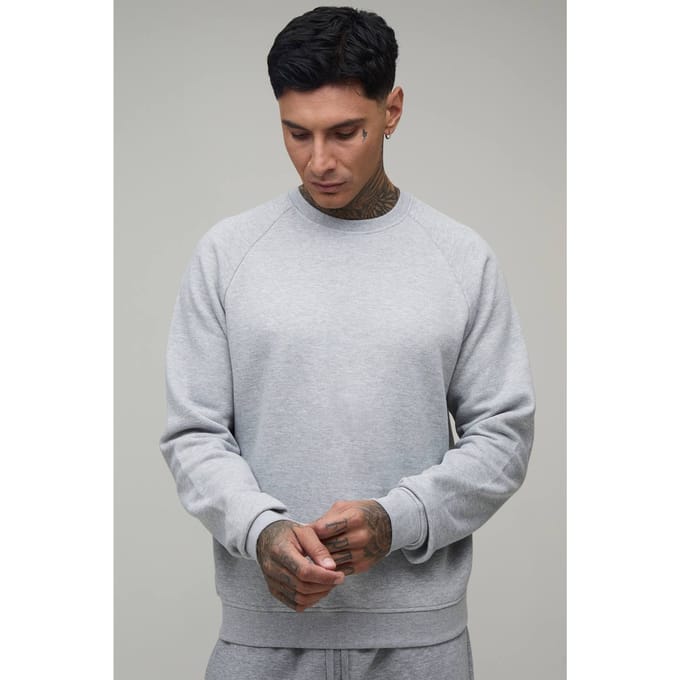 Tall Essential Regular Fit Raglan Sweater Met Lange Mouwen | Grey Marl | Size XL
