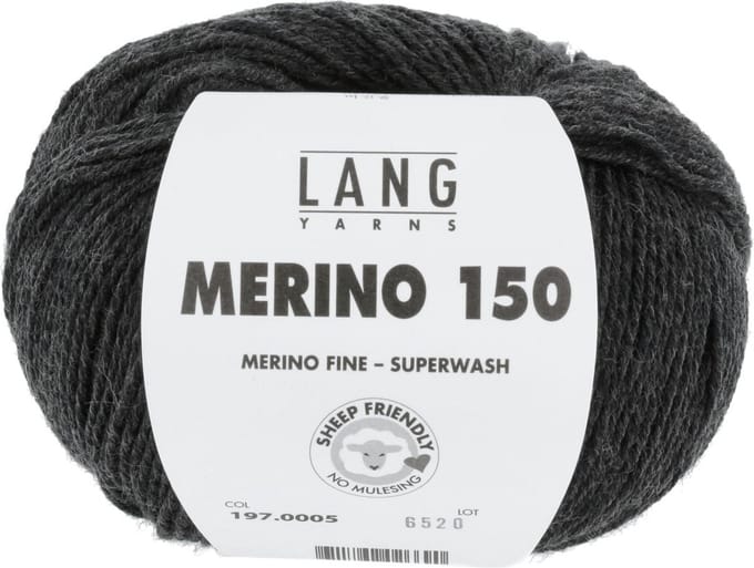 Lang Yarns Merino 150 - 05 antraciet mix - Merinowol Garen