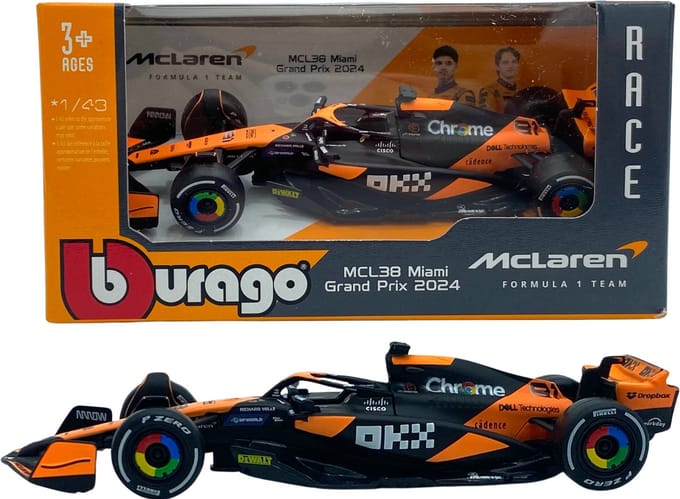 Bburago McLaren Mcl 38 - Modelauto - Schaal 1:43 - Oranje/Zwart