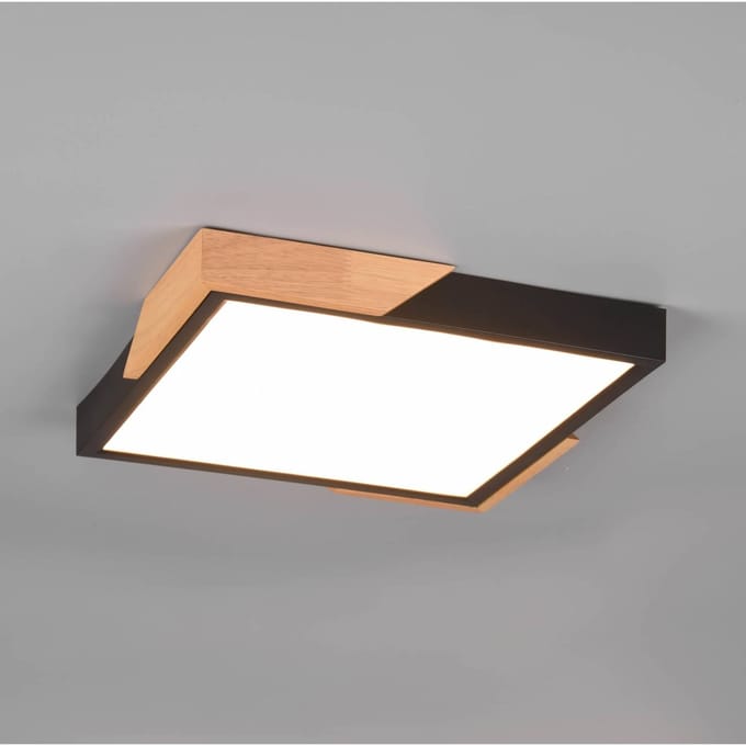 Reality Leuchten LED plafondlamp Meta, 31,5x31,5cm, 3.000K, zwart