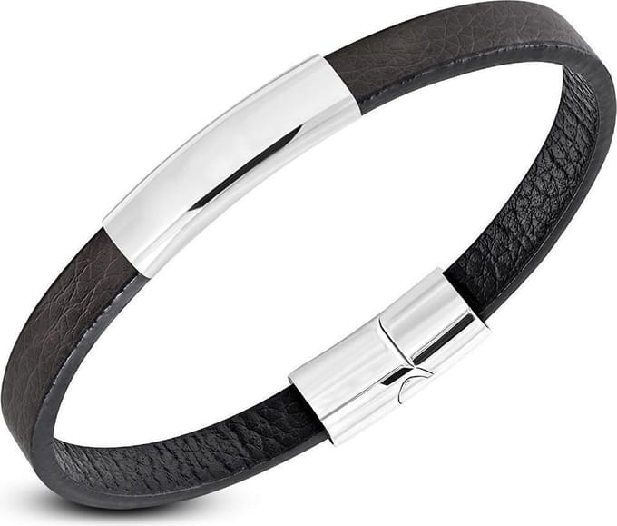Amanto Armband Fender Brown - Leer - 316L Staal - 8mm - 22cm