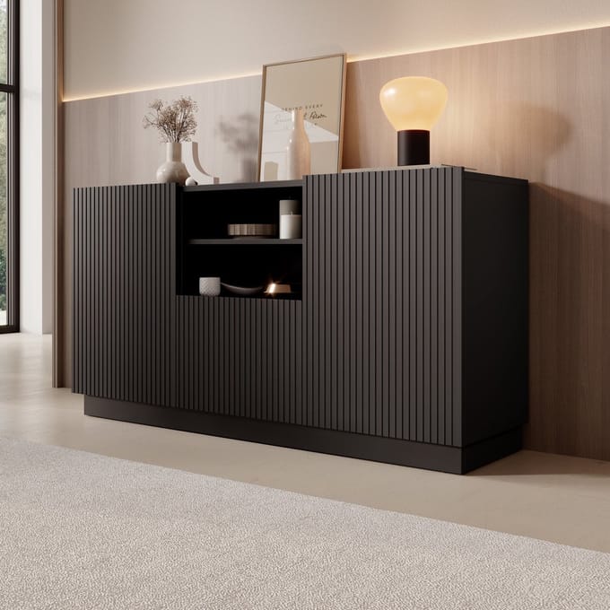 Meubella - Lucera - Dressoir - Zwart - 150x42x78 cm
