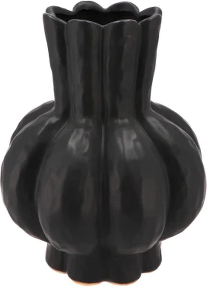Garlic - Vaas - Zwart - Lage Hals - 16x19cm - Keramiek