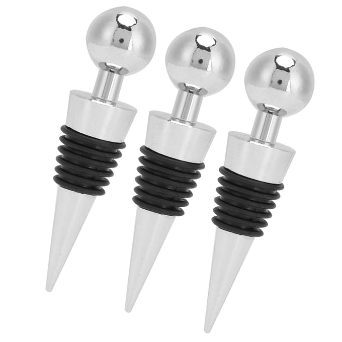 3 STUKS Wijnflesstopper Zilver Rond Hoofd Drankflesstopper voor Bar Vakantiefeest white