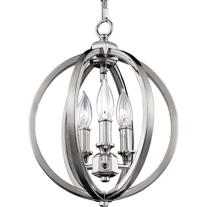 Feiss LED Hanglamp Corinne | 3X E14 Max 60W | Dimbaar | Polished Nickel, Crystals