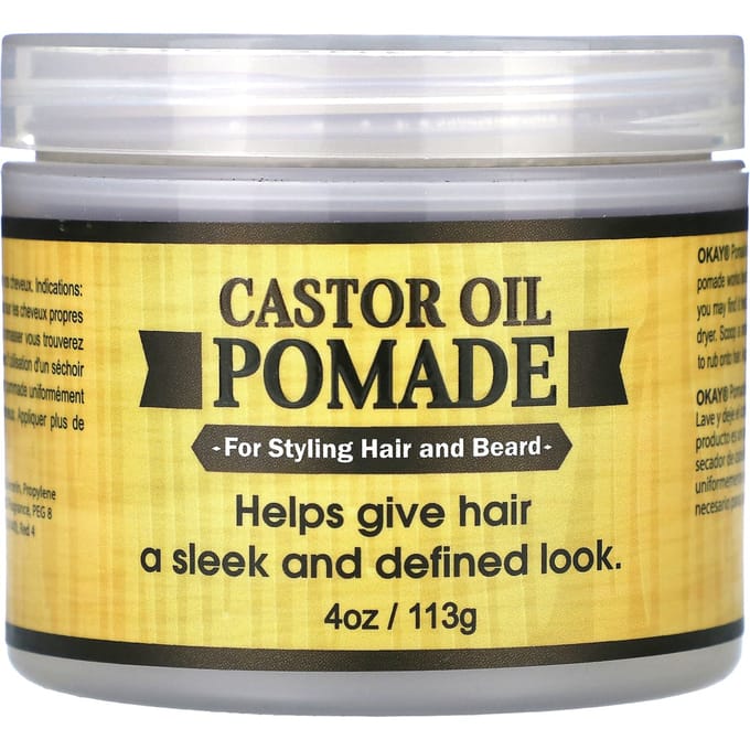 Oké Pure Naturals, Ricinusolie Pomade, 4 oz (113 gr) white